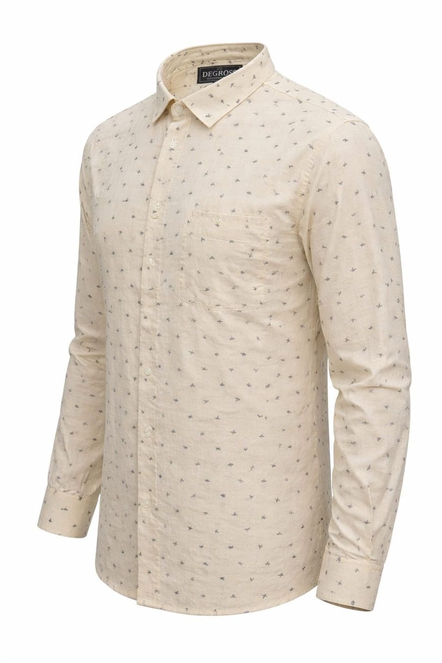 Degross Men Cream Printed Casual Shirt Slim Fit Full Sleeve — view 2 of 4