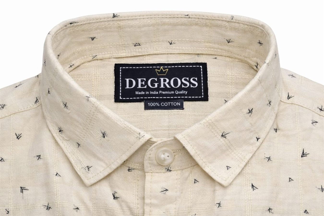 Degross Men Cream Printed Casual Shirt Slim Fit Full Sleeve — view 3 of 4