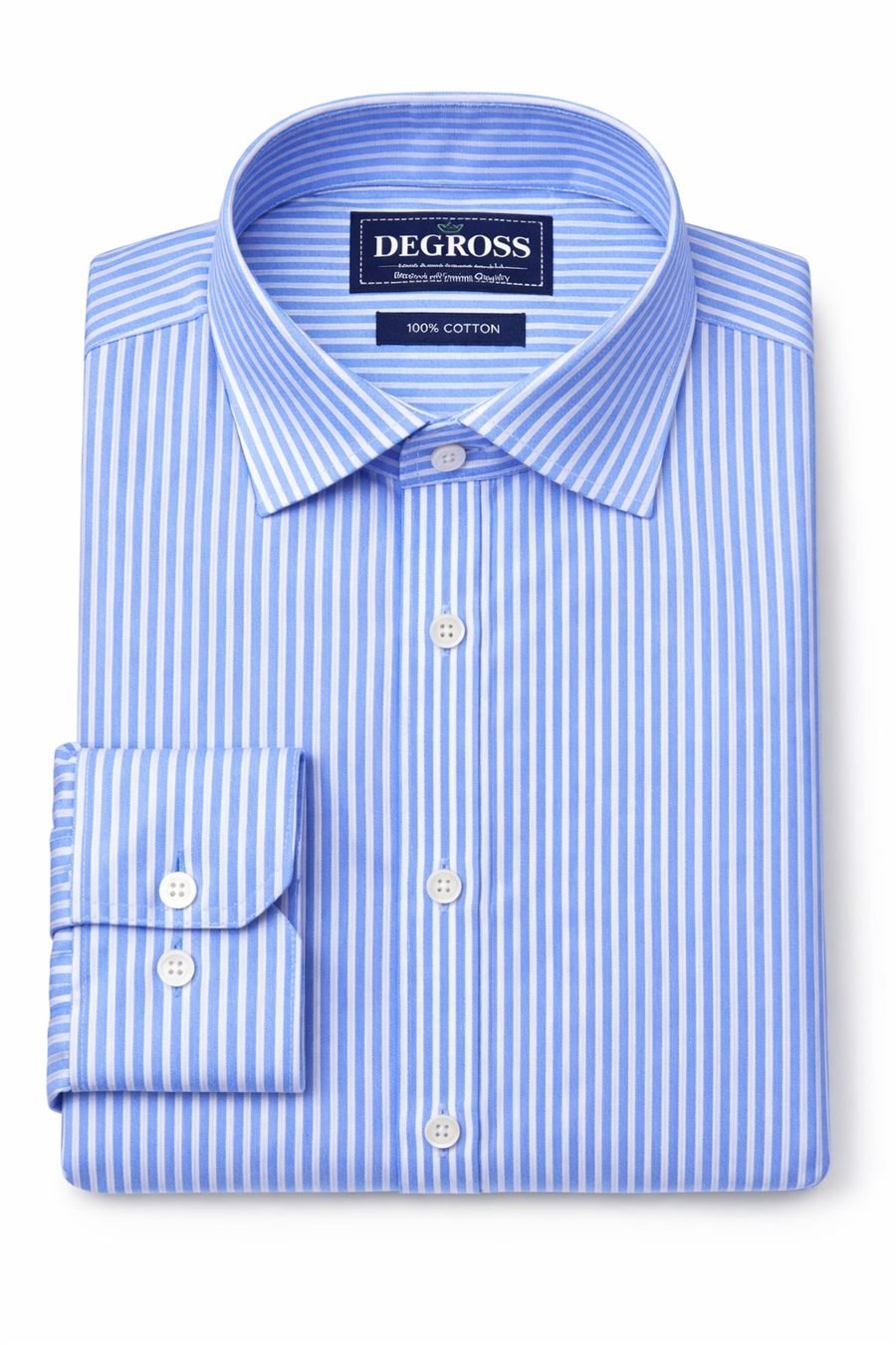 Degross Men Light Blue Striped Regular Fit Full Sleeve Shirt — view 5 of 5