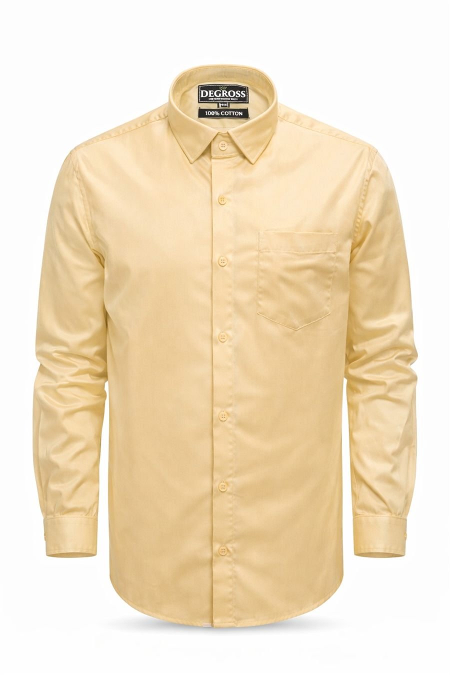 Degross Men Solid Mustard Yellow Regular Fit Full Sleeve Shirt