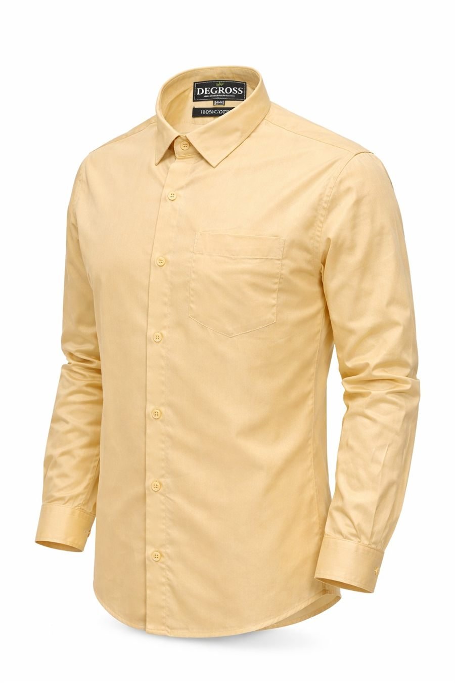 Degross Men Solid Mustard Yellow Regular Fit Full Sleeve Shirt — view 3 of 5