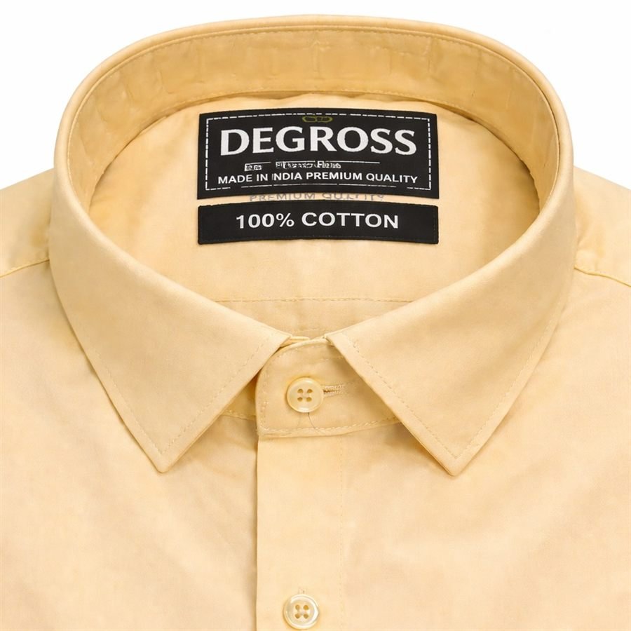 Degross Men Solid Mustard Yellow Regular Fit Full Sleeve Shirt — view 4 of 5
