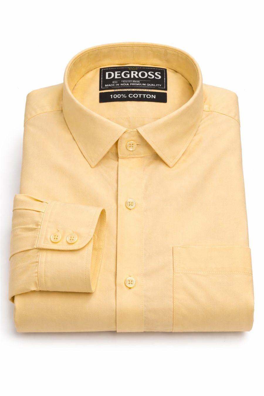 Degross Men Solid Mustard Yellow Regular Fit Full Sleeve Shirt — view 5 of 5