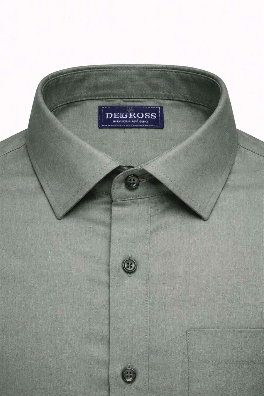 Degross Men Solid Olive Green Regular Fit Full Sleeve Shirt — view 4 of 5