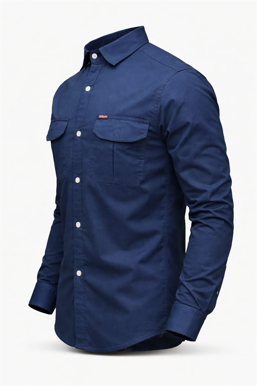 Degross Men Solid Navy Blue Regular Fit Full Sleeve Utility Shirt — view 2 of 5