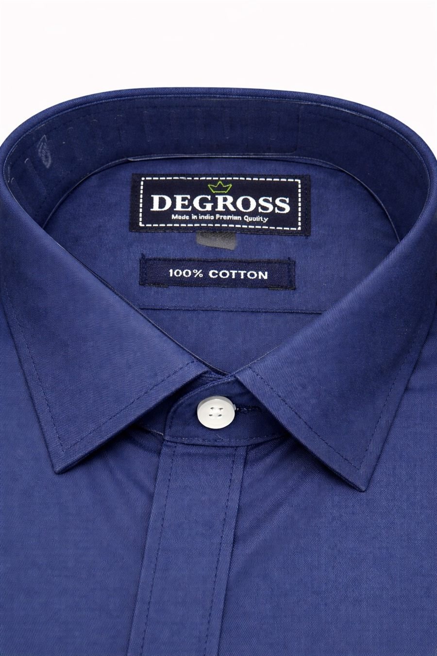 Degross Men Solid Navy Blue Regular Fit Full Sleeve Utility Shirt — view 4 of 5