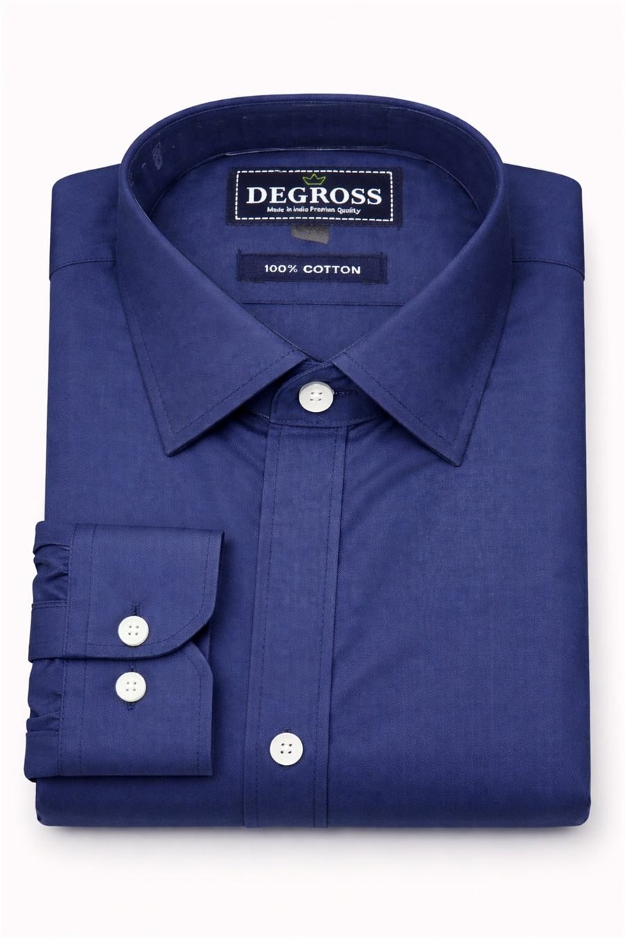 Degross Men Solid Navy Blue Regular Fit Full Sleeve Utility Shirt — view 5 of 5