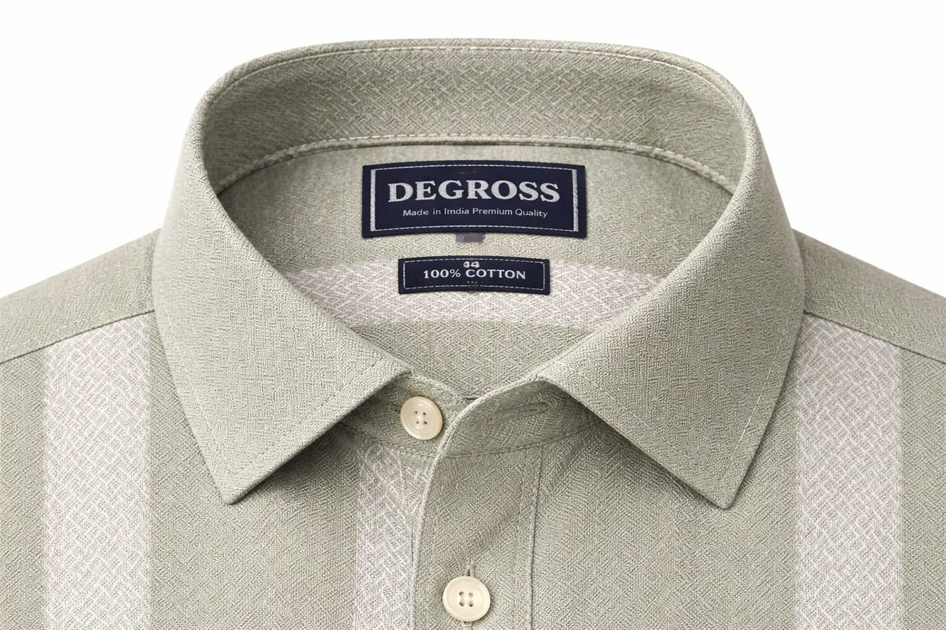 Degross Men Cream Striped Regular Fit Full Sleeve Shirt — view 3 of 5
