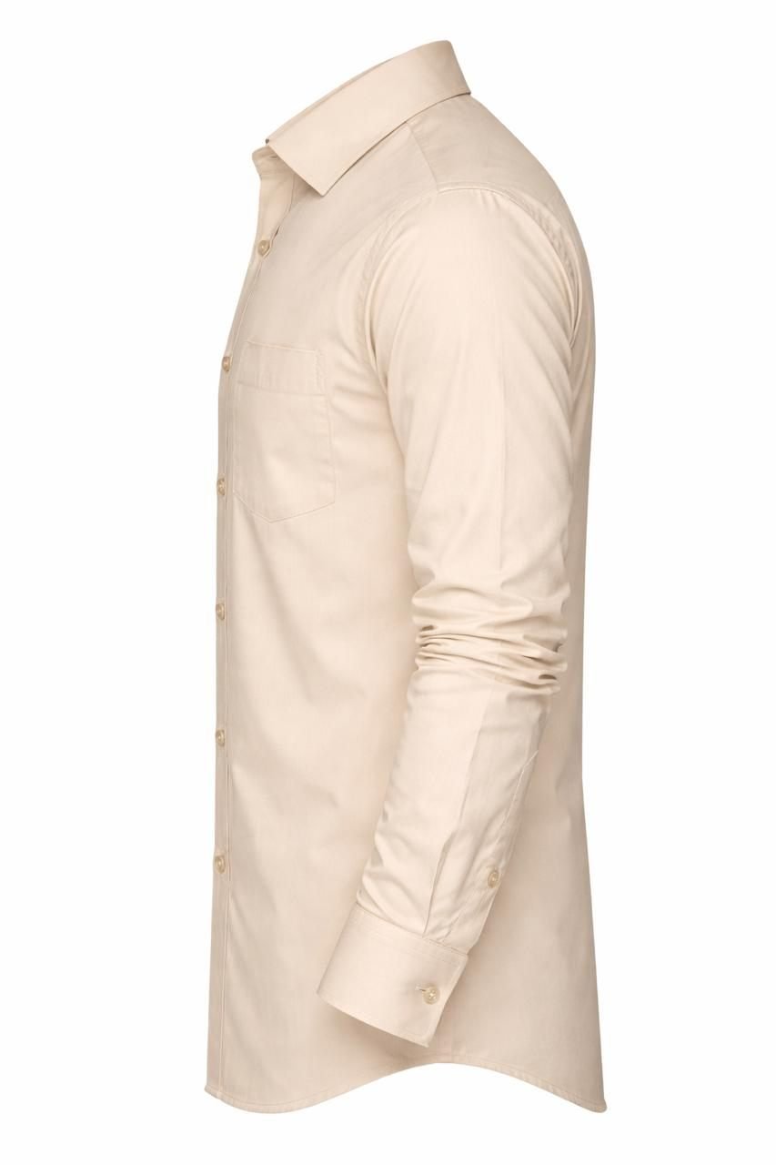 Degross Men Solid Beige Regular Fit Full Sleeve Shirt — view 3 of 4