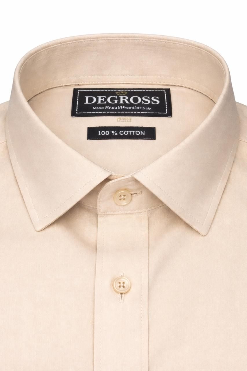 Degross Men Solid Beige Regular Fit Full Sleeve Shirt — view 4 of 4