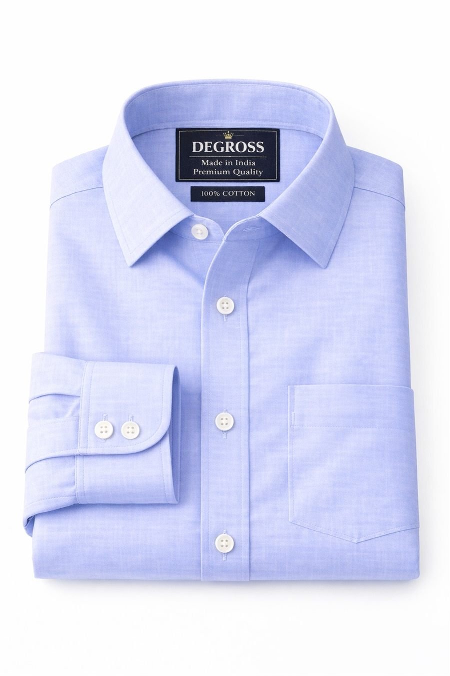 Degross Men Solid Light Blue Regular Fit Full Sleeve Shirt — view 5 of 5