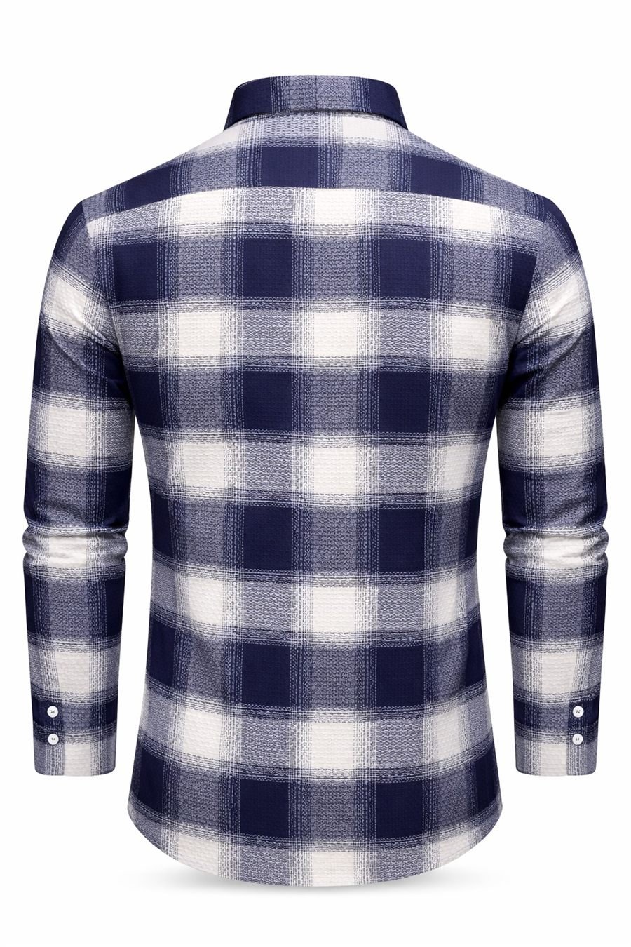 Degross Men Navy Blue White Checked Regular Fit Full Sleeve Shirt — view 2 of 4