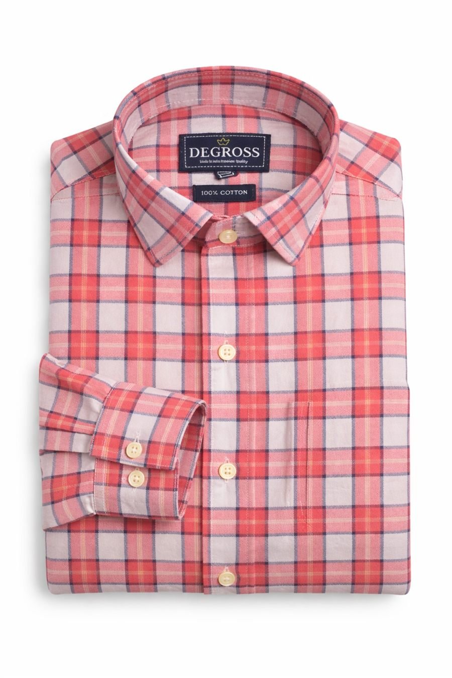 Degross Men Red White Checked Regular Fit Full Sleeve Shirt — view 5 of 5