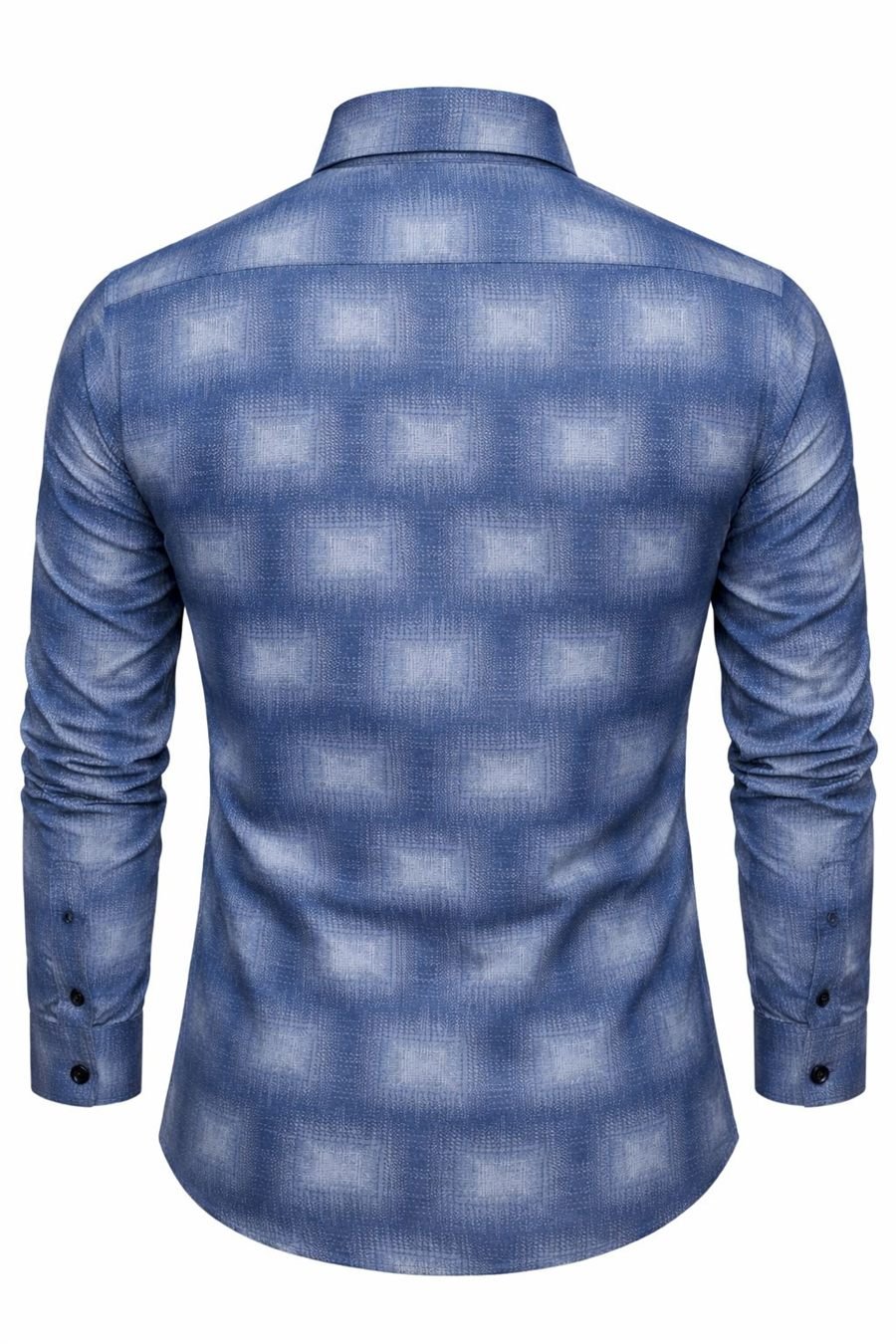 Degross Men Blue Textured Check Regular Fit Full Sleeve Shirt — view 2 of 5