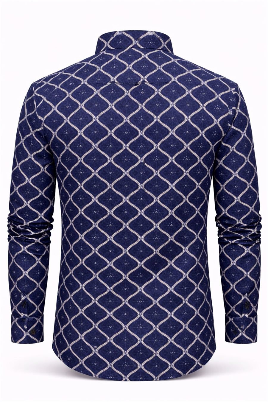 Men Navy Blue Geometric Print Slim Fit Shirt — view 2 of 5