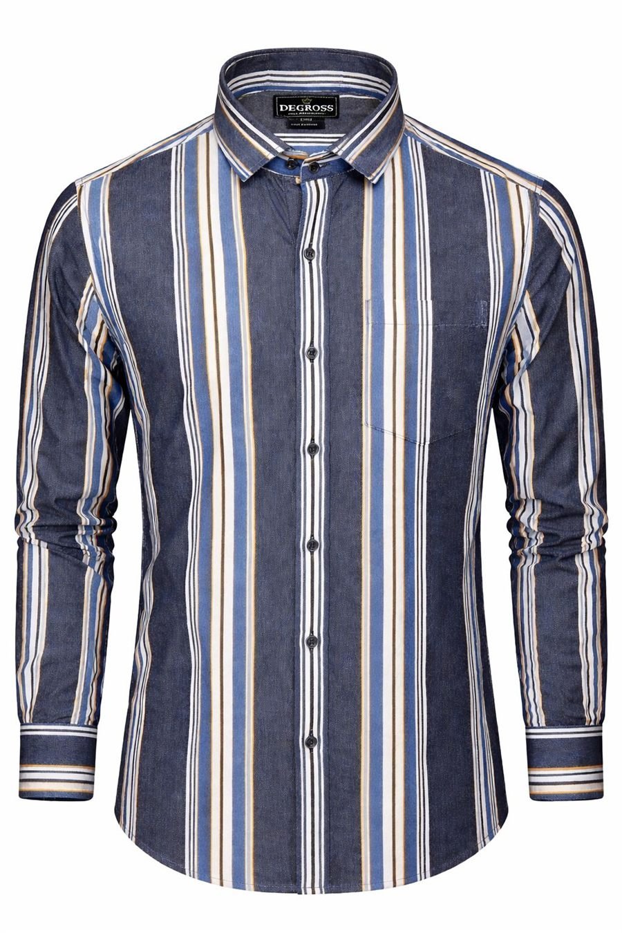 Men Blue Vertical Stripe Slim Fit Shirt
