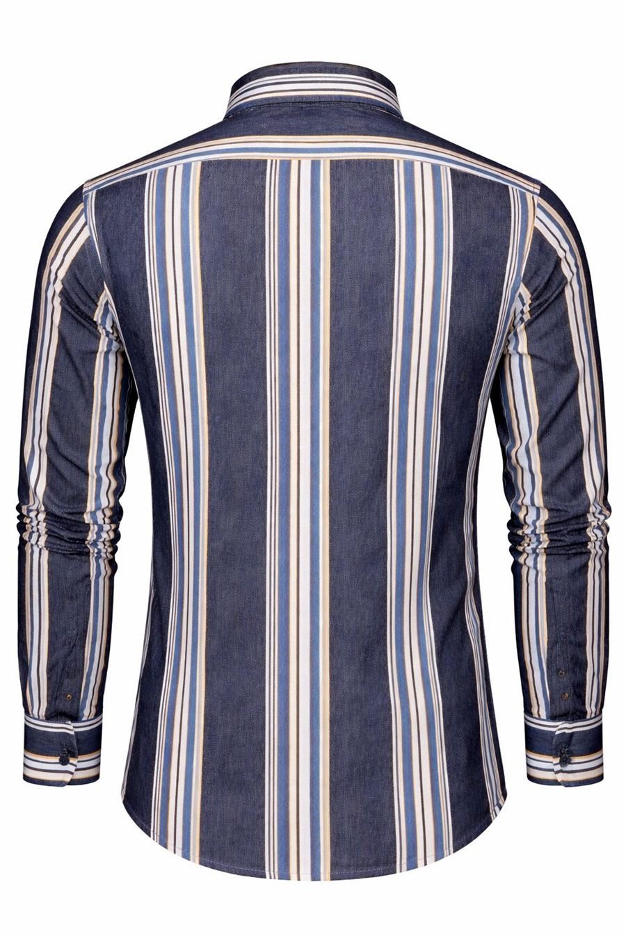 Men Blue Vertical Stripe Slim Fit Shirt — view 2 of 5