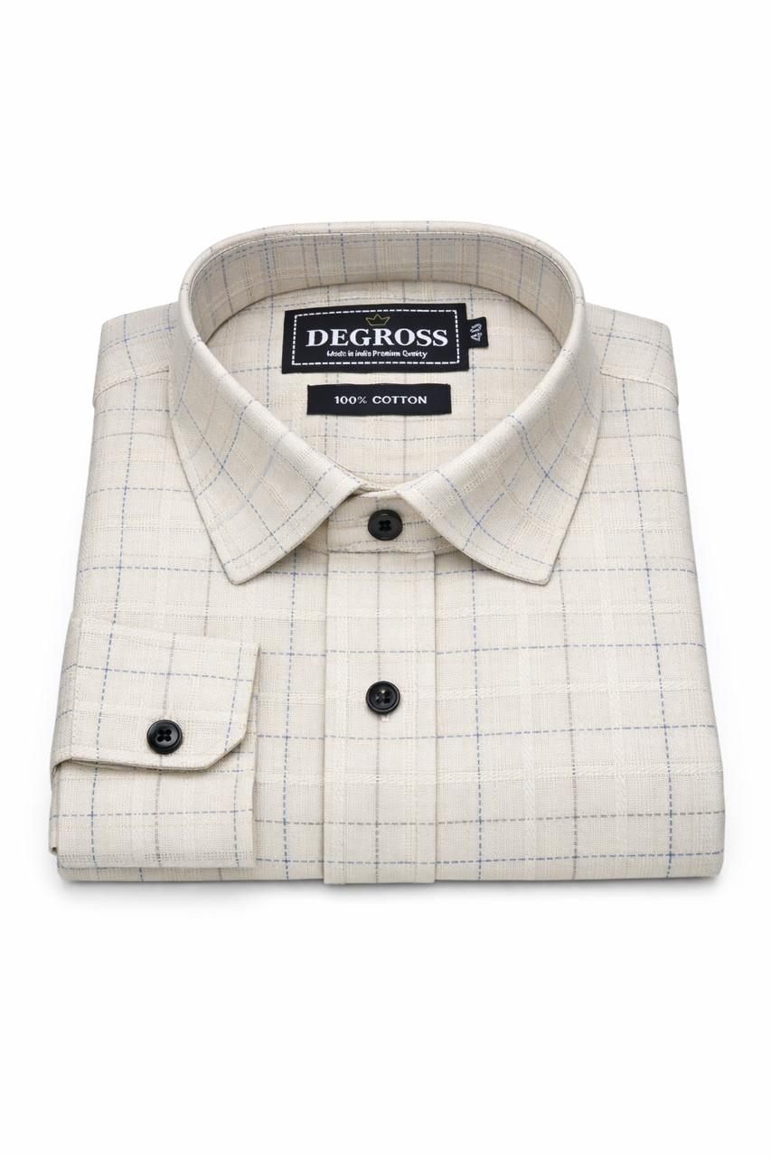 Men Beige Windowpane Check Dual Pocket Shirt — view 5 of 5