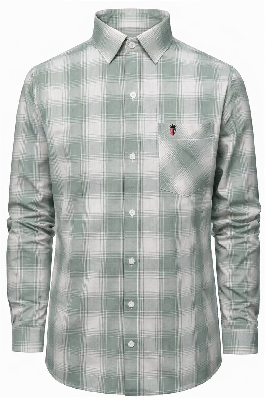 Men Mint Green Plaid Check Cotton Shirt
