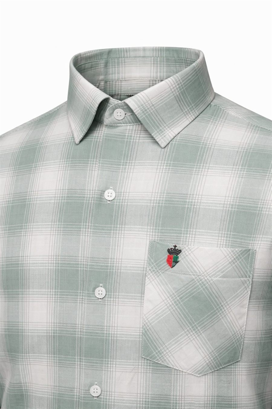 Men Mint Green Plaid Check Cotton Shirt — view 4 of 5