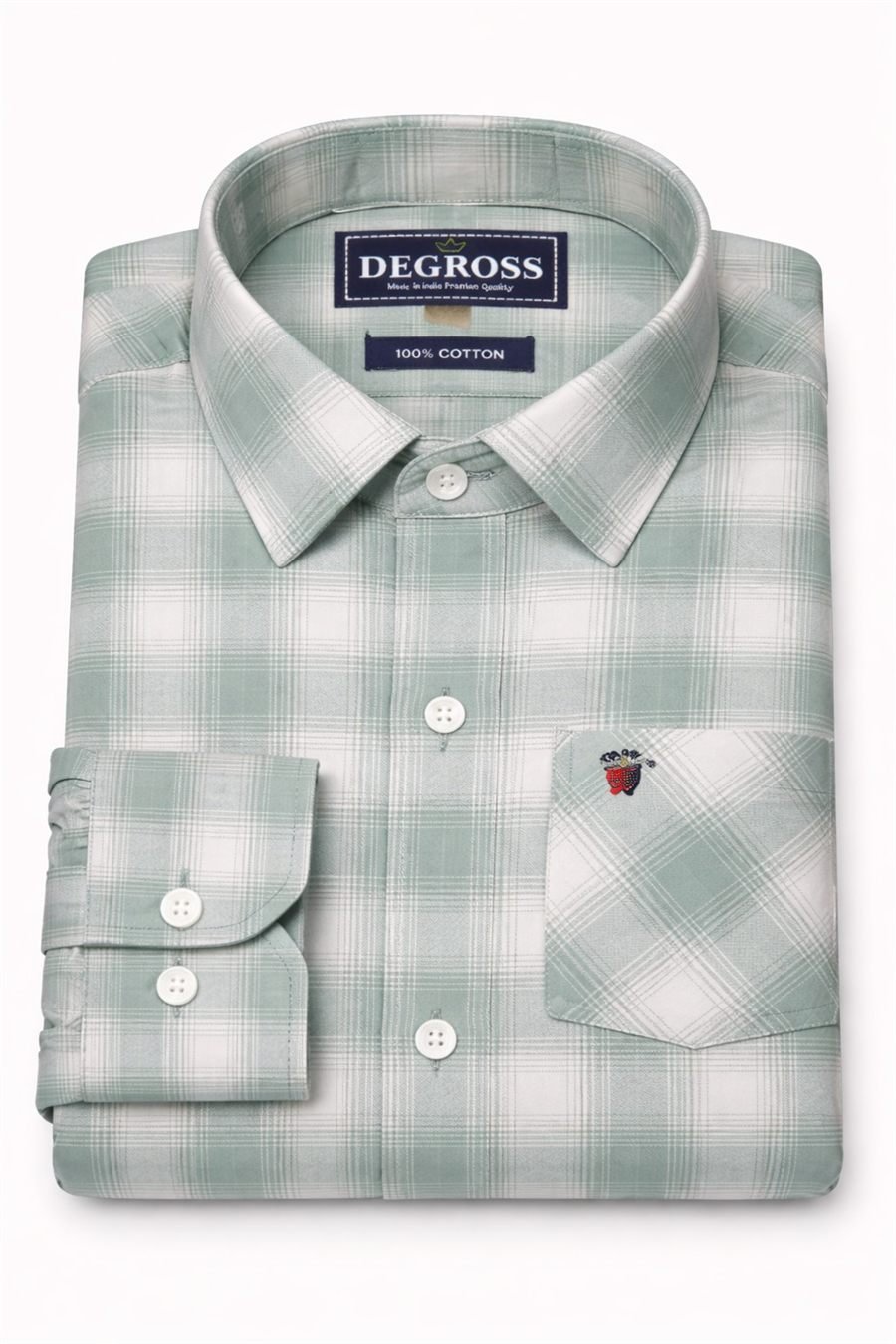 Men Mint Green Plaid Check Cotton Shirt — view 5 of 5