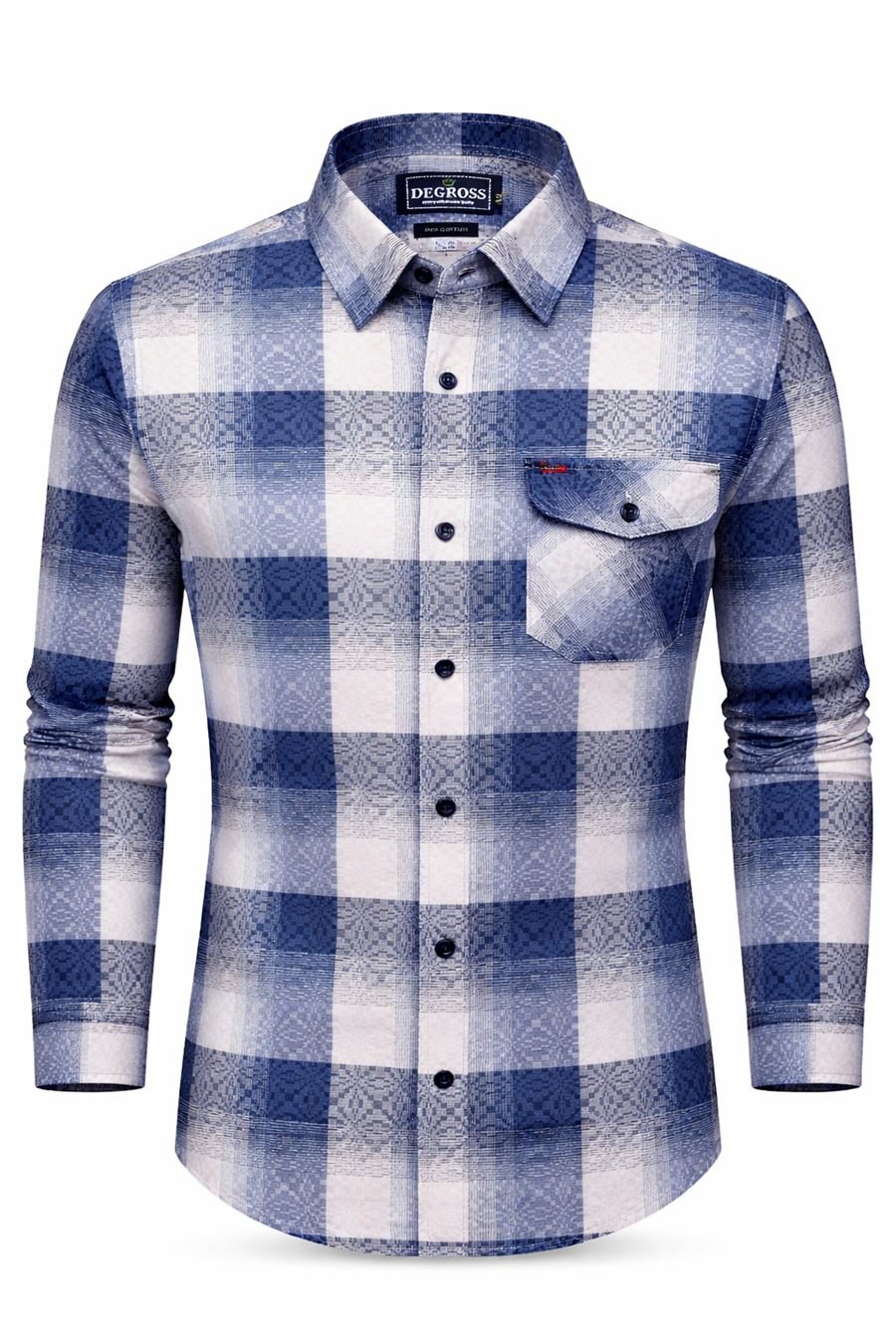 Men Blue Check Cotton Shirt