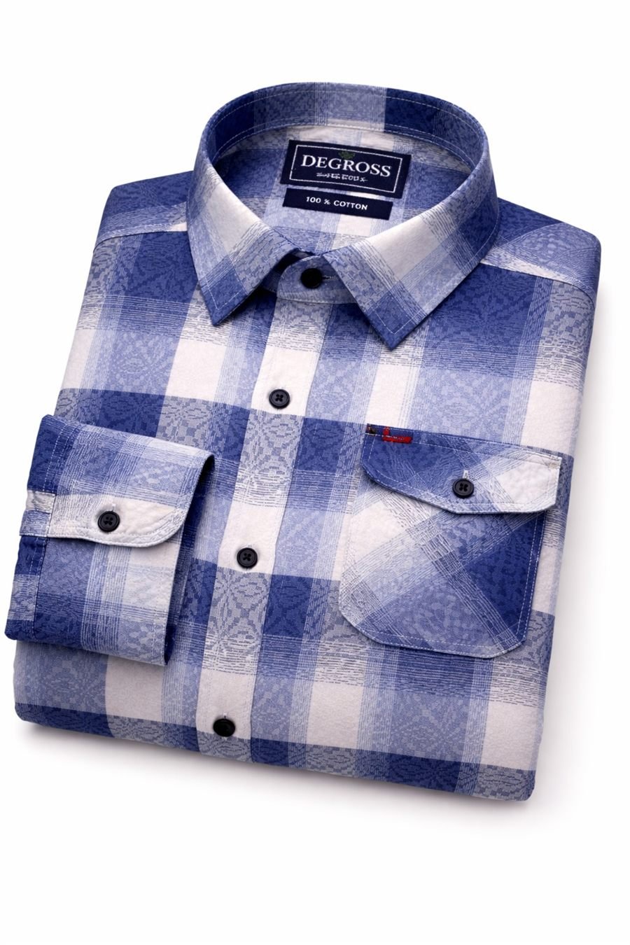Men Blue Check Cotton Shirt — view 5 of 5