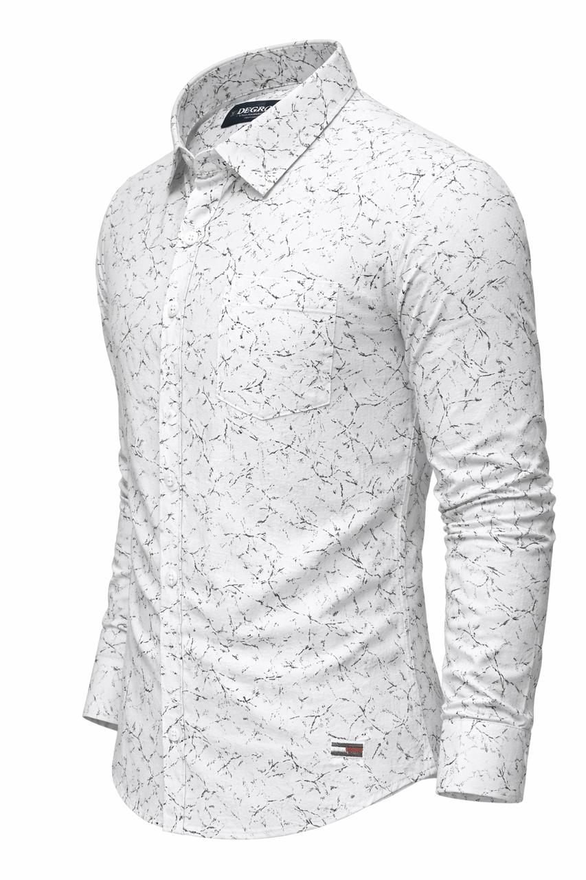Men White Marble Print Slim Fit Shirt — view 3 of 5