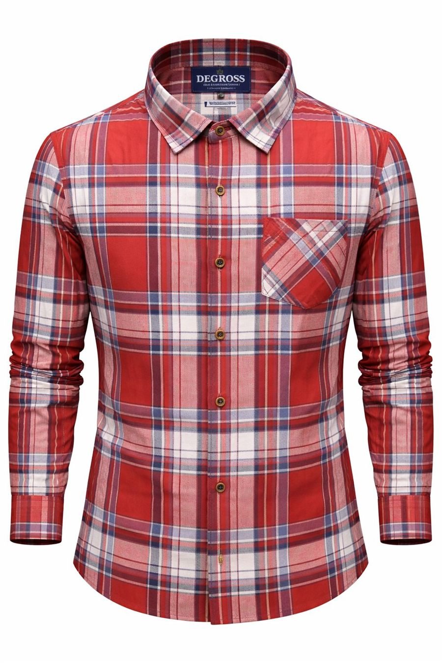 Men Red and Navy Plaid Check Cotton Full Sleeve Shirt