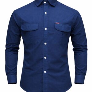 Degross Men Solid Navy Blue Regular Fit Full Sleeve Utility Shirt