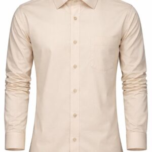 Degross Men Solid Beige Regular Fit Full Sleeve Shirt