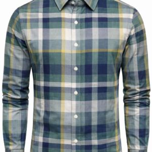 Degross Men Blue Yellow Checked Regular Fit Full Sleeve Shirt