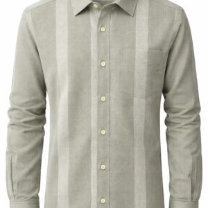 Degross Men Sage Green Striped Regular Fit Full Sleeve Shirt