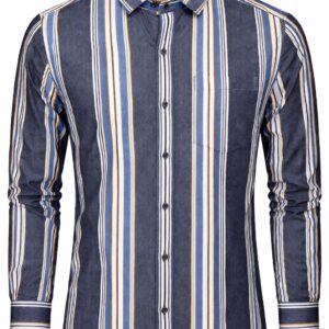 Men Blue Vertical Stripe Slim Fit Shirt