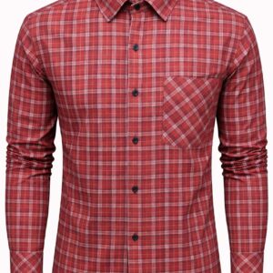 Men Red Plaid Check Classic Fit Shirt