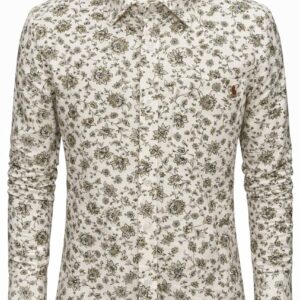 Men Cream Floral Print Cotton Shirt