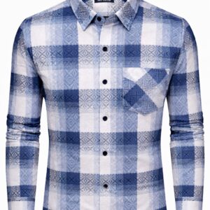 Men Blue Check Cotton Shirt