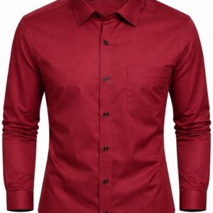 Degross Men Solid Maroon Regular Fit Full Sleeve Shirt