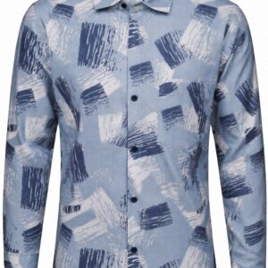 Sky Blue Abstract Printed Cotton Casual Shirt for Men – Full Sleeve Designer Shirt