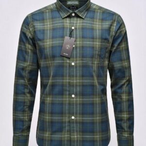 Men Green and Blue Plaid Check Cotton Full Sleeve Shirt
