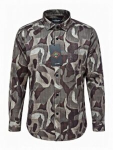 Men Brown Camouflage Print Cotton Full Sleeve Shirt
