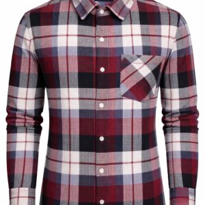 Degross Men Maroon Navy Checked Regular Fit Full Sleeve Shirt