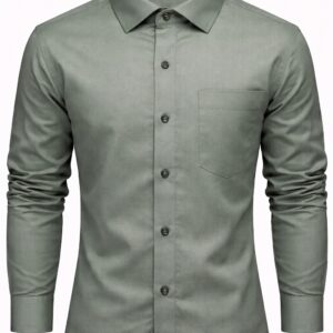 Degross Men Solid Olive Green Regular Fit Full Sleeve Shirt